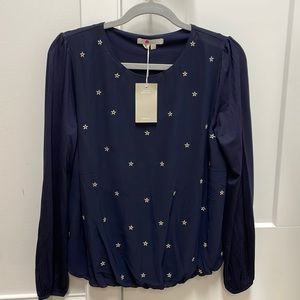 Boden tori metallic star embroidered top